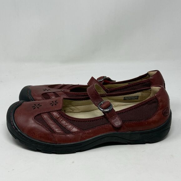 Keen Paradise Mary Jane Shoes Womens 11 Burgundy Leather Casual Comfort Office - Picture 2 of 16